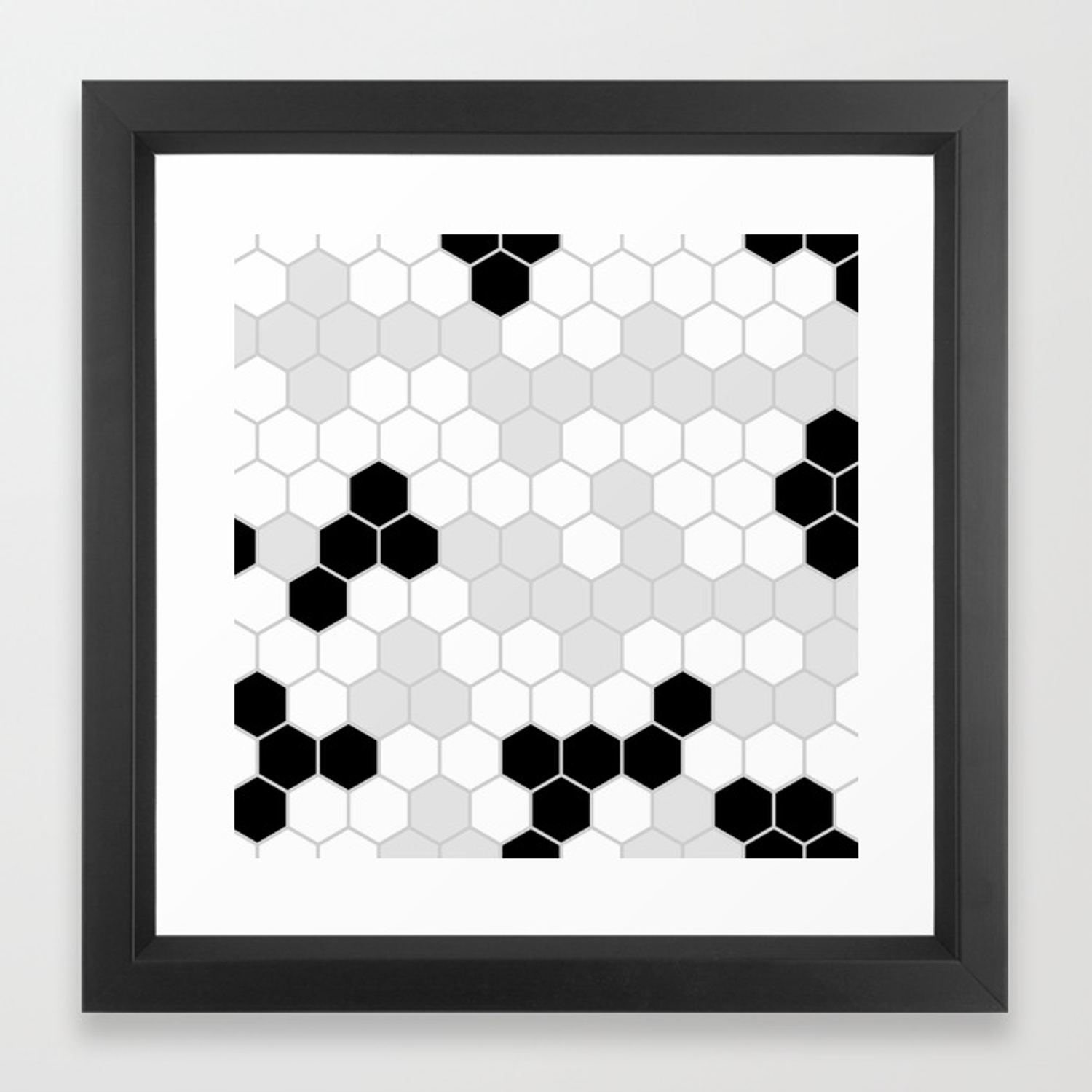 1500x1500 Honeycomb Pattern Black And White Design Minimalism Framed Art