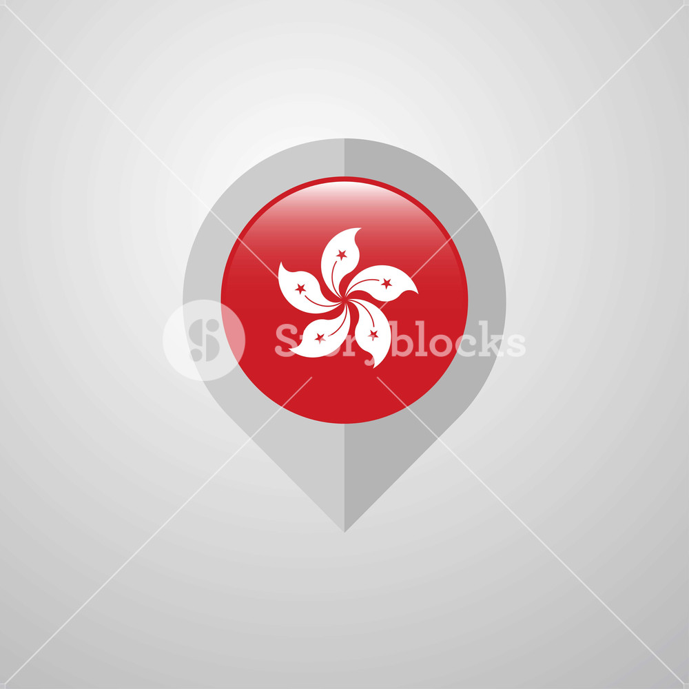 Map Navigation Pointer With Hongkong Flag Design Vector Royalty 1000x1000 Map Navigation Pointer With Hongkong Flag Design Vector Royalty