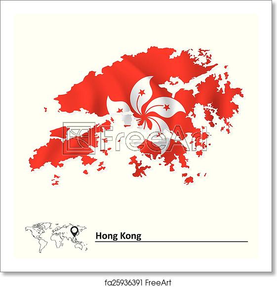 Free Art Print Of Map Of Hong Kong With Flag Map Of Hong Kong 561x581 Free Art Print Of Map Of Hong Kong With Flag Map Of Hong Kong