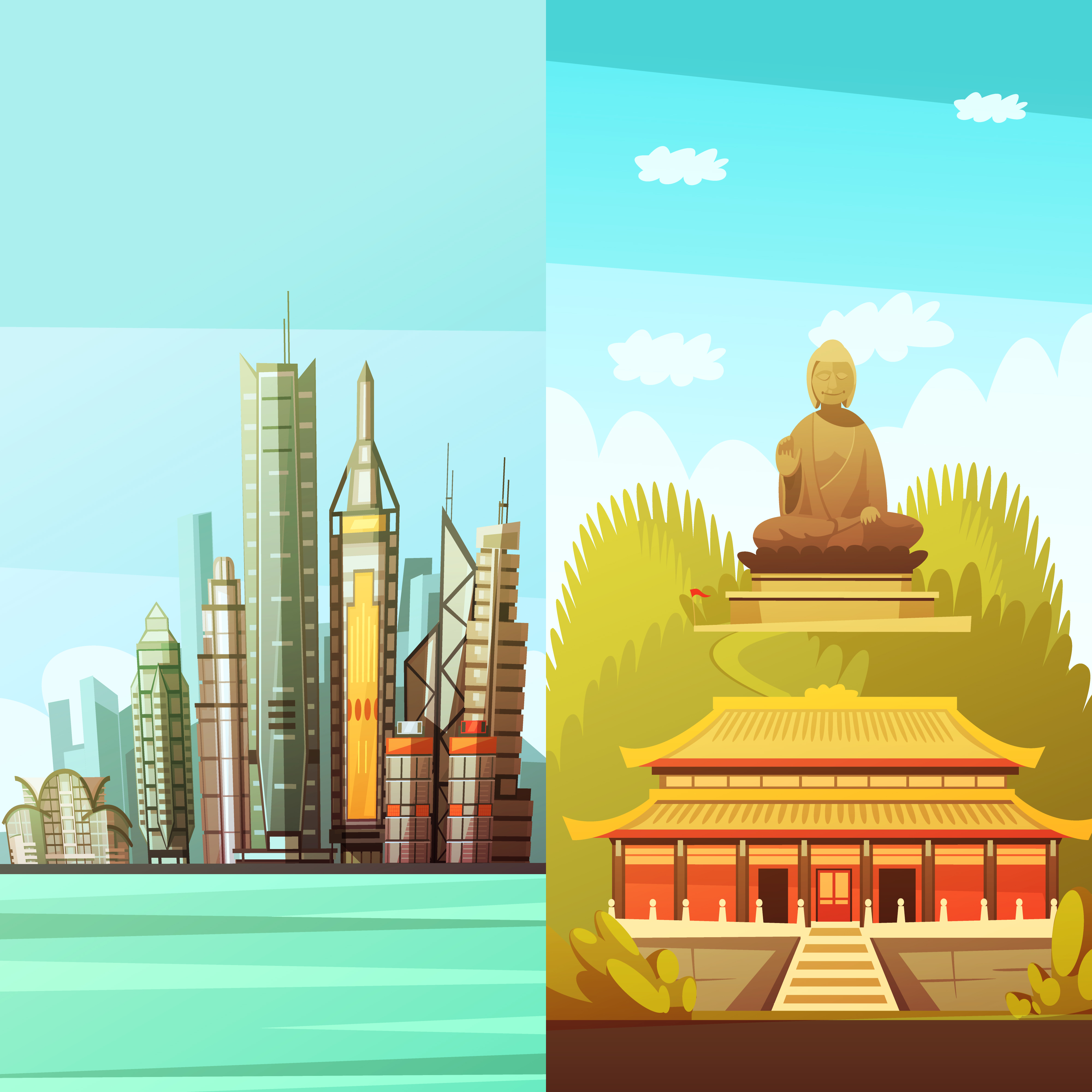4000x4000 Hong Kong Skyline Free Vector Art
