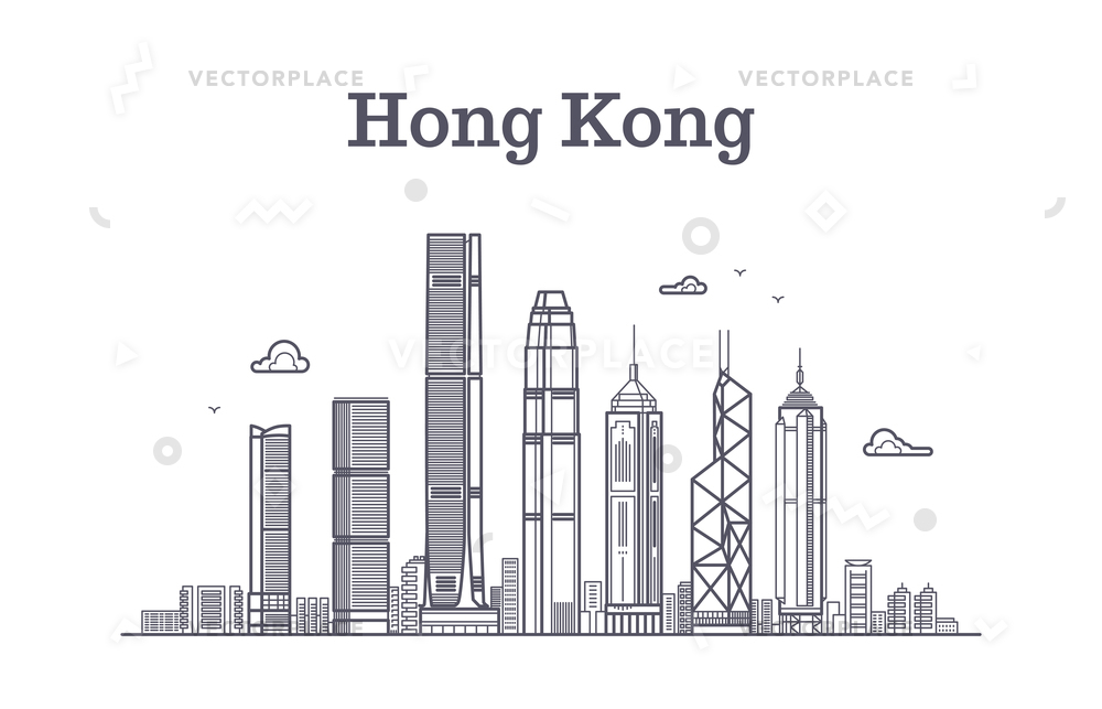 1000x643 China Hong Kong City Skyline Architecture Vector Illustration