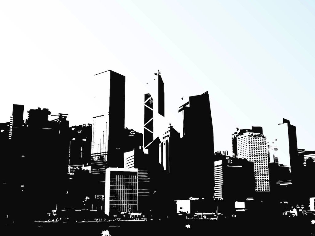 1024x768 Hong Kong Skyline Vector Art Graphics