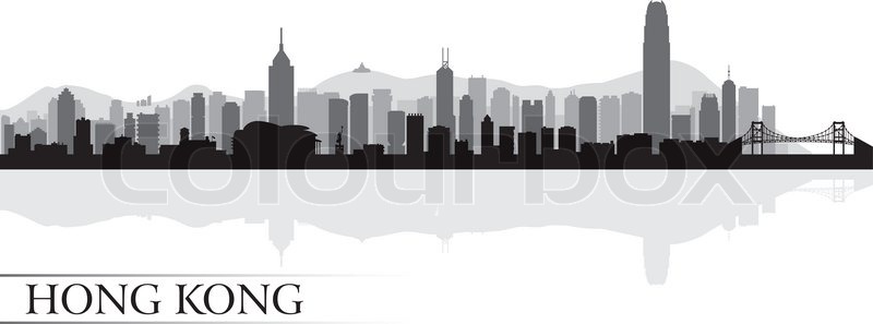 800x297 Hong Kong City Skyline Silhouette Stock Vector Colourbox