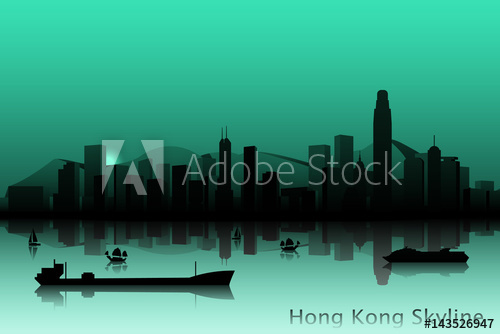 500x334 Hong Kong Skyline Vector Silhouette