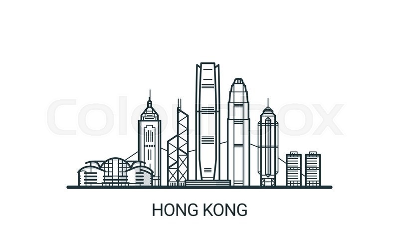 800x467 Linear Banner Of Hong Kong City All Stock Vector Colourbox