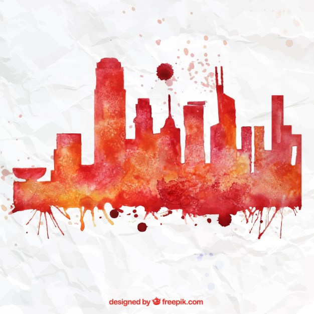 626x626 Hand Painted Hong Kong Skyline Vector Premium Download