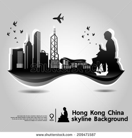 450x470 Hong Kong,china,skyline Background,vector Illustration Hong Kong
