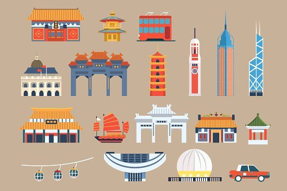 580x386 Hong Kong Travel Elements Graphics Modern Chinese Buildings, Hong