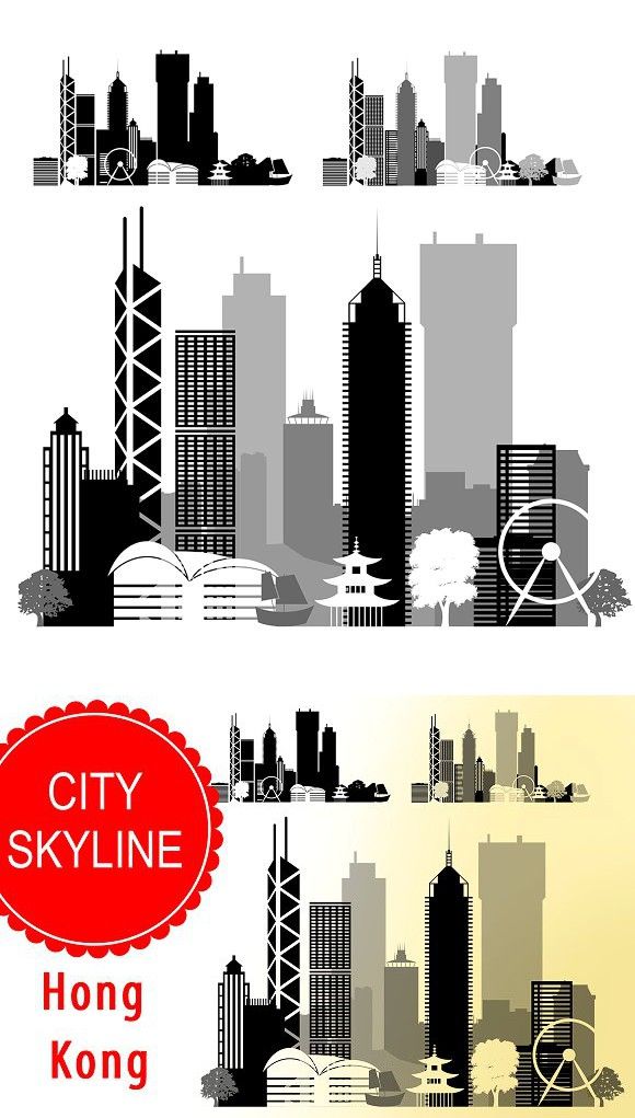 580x1021 Hong Kong Vector Skyline Graphic Design Hong Kong, Graphic