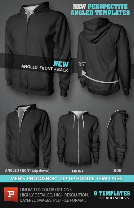 Photorealistic Custom Zip Hoodie Template 432x667 Photorealistic Custom Zip Hoodie Template