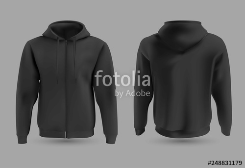 500x344 Front And Back Black Hoodie Vector Template Sweatshirt Fashion