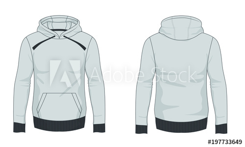 500x300 Hoodie Vector Template Front And Back View