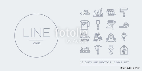 500x250 Line Vector Icons Set Such As Home Repair, Hook With Cargo