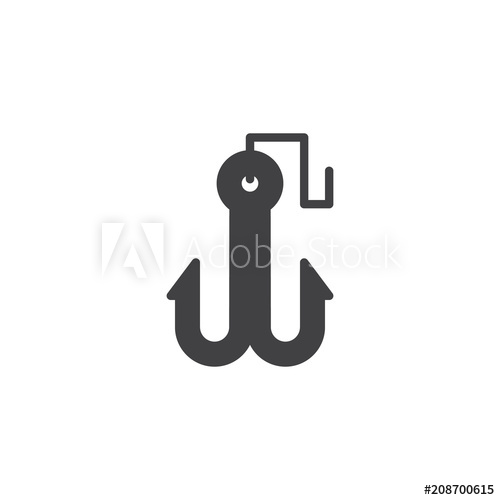500x500 Fishing Hook Vector Icon Filled Flat Sign For Mobile Concept