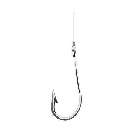 450x450 Fishing Hook Vector Illustration, Hook Icon, Metallic Fish Hook