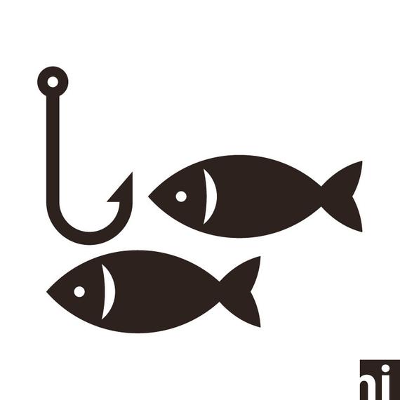 570x570 Fish Hook Fishing Fish Silhouette Hook Vector Etsy