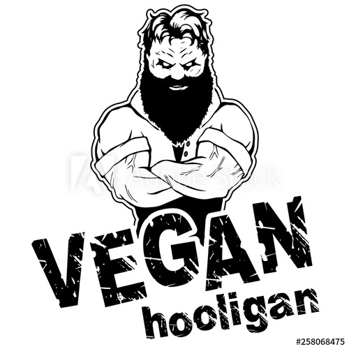 500x500 Vegan Hooligan Vector Illustration T Shirt Print