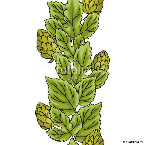500x500 Vector Contour Color Green Hop Leaf Farmer Festival Beer Seamless