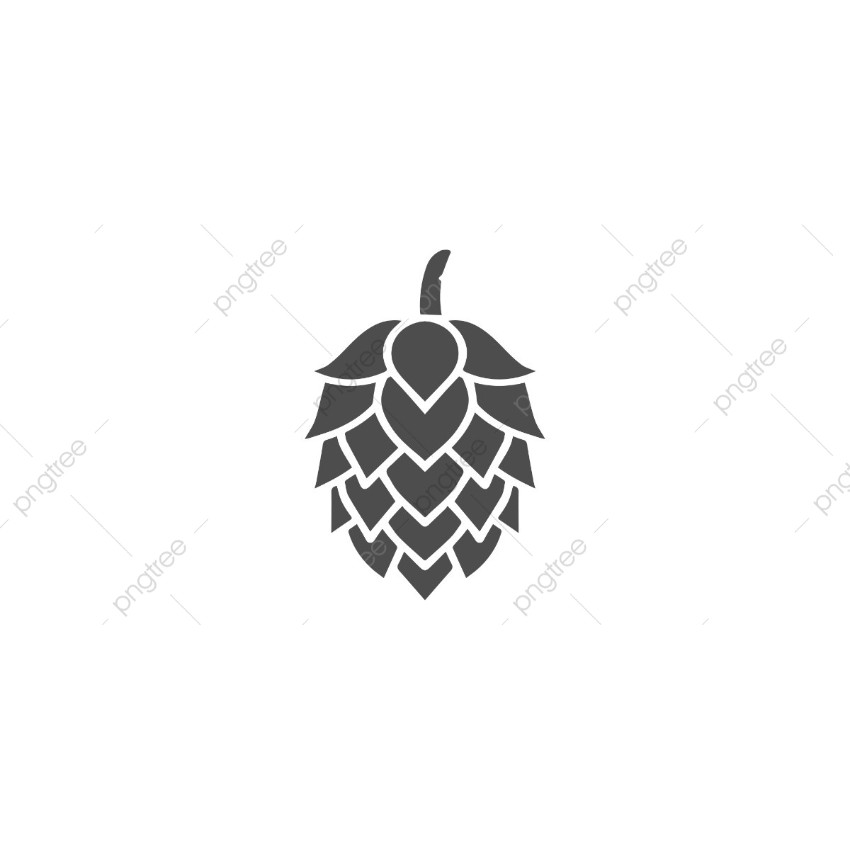 1200x1200 Hop Silhouette Vector Template, Dark Grey, Plant, White Png