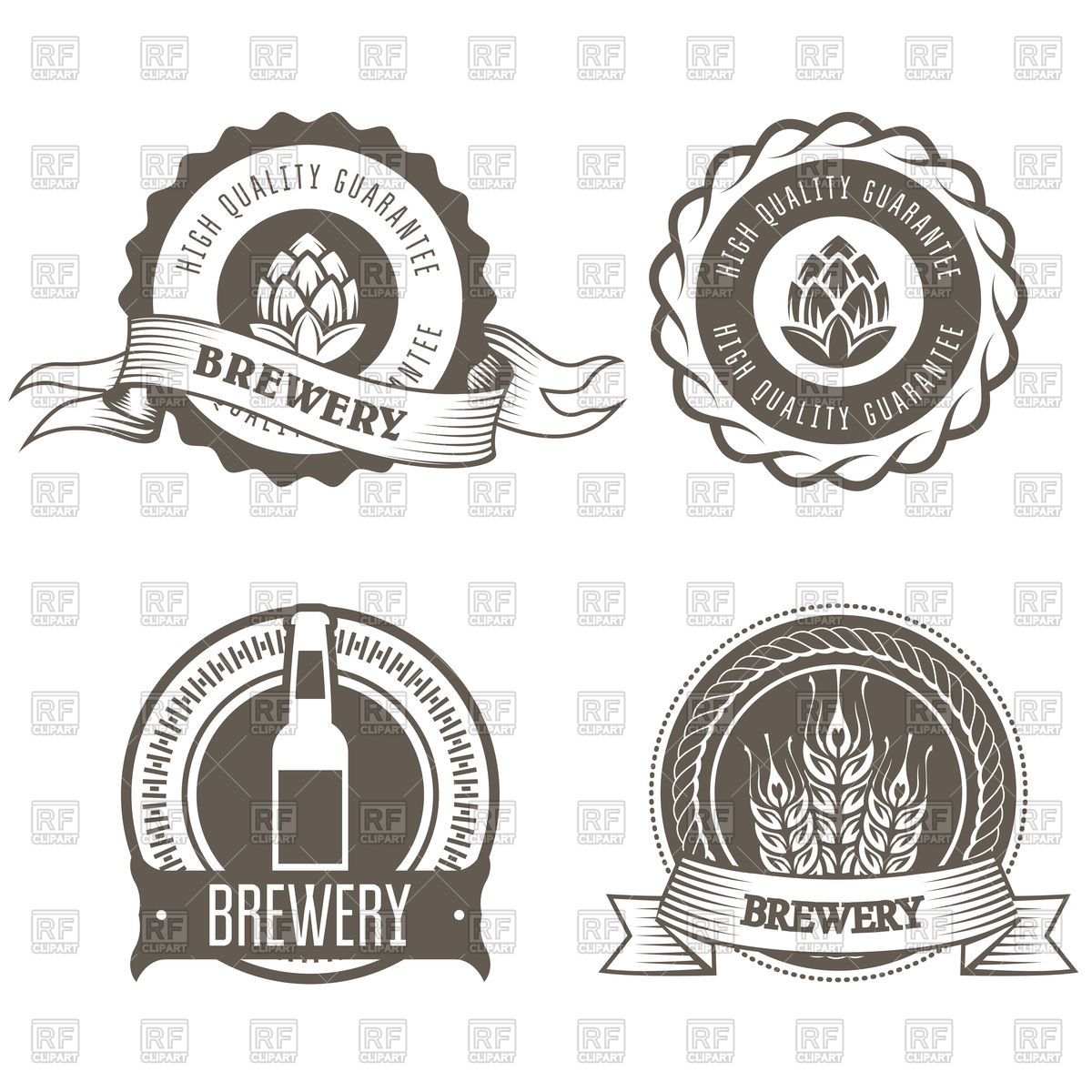 1200x1200 Beer And Brewery Emblems With Hop Buds Vector Image Of Icons