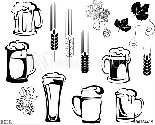 500x403 Beer, Beer Mug, Hop, Vector, Illustration, Elements Of Graphic