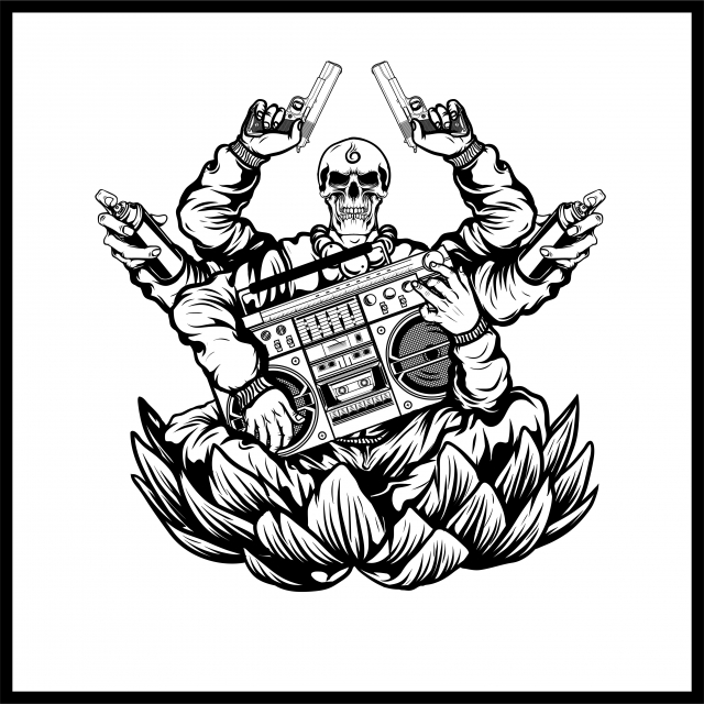 640x640 Hip Hop Skulls Carry Pistols And Music Vector, Disco, Hop