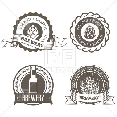 400x400 Beer And Brewery Emblems With Hop Buds Vector Image Of Icons