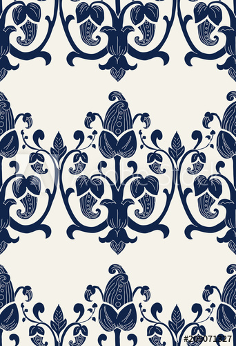 342x500 Seamless Indigo Dye Floral Ethnic Block Printed Pattern Vector