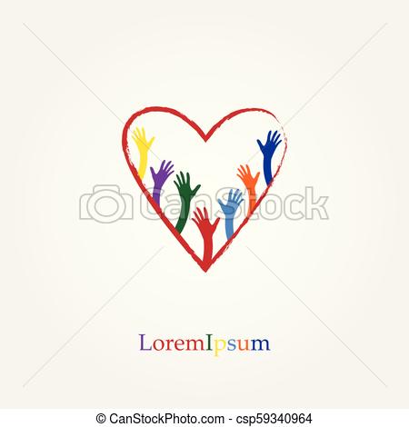 450x470 Bright Hand And Heart Love, Hope, Care Logo, Vector Vector