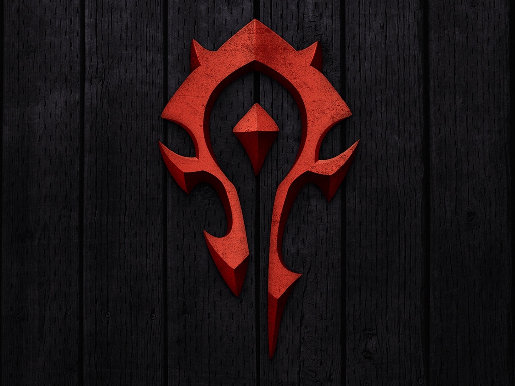 1024x768 Download Wallpaper World Of Warcraft, Horde, Symbol