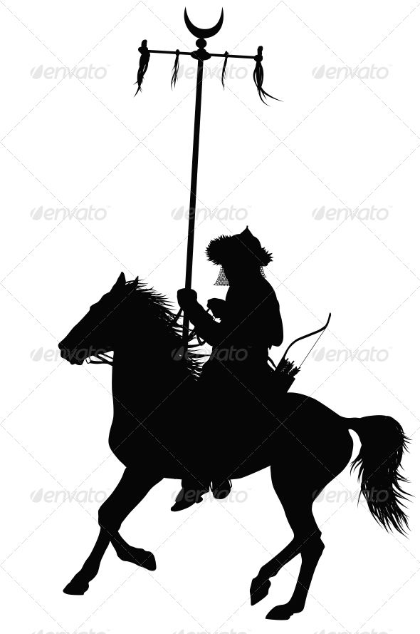 590x889 Vector Horseman Mongolian In Barbarian Armor, Golden