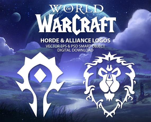 570x462 World Of Warcraft Hand Drawn Horde And Alliance Logos Vector Etsy