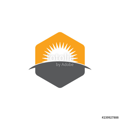 500x500 Hexagonal Sun Rise Horizon Design Logo Vector Stock Image