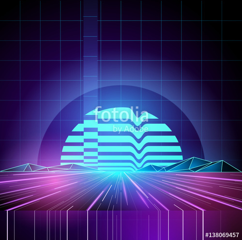 500x495 Retro Neon Future Background Horizon Vector Illustration