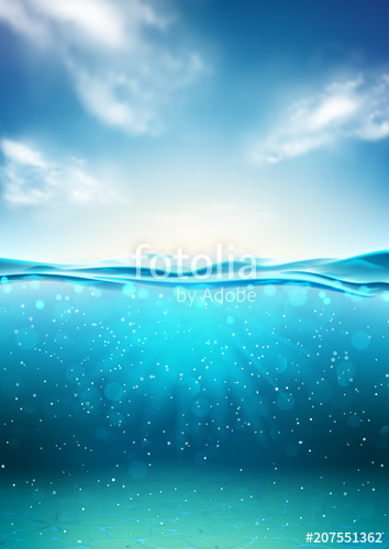 354x500 Sea Landscape Underwater Space Vector Illustration With Deep