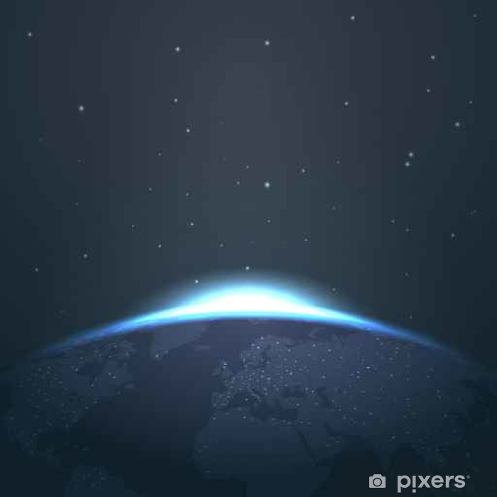 700x700 Sunrise Horizon Over Earth From Space With Stars And Lights Vector