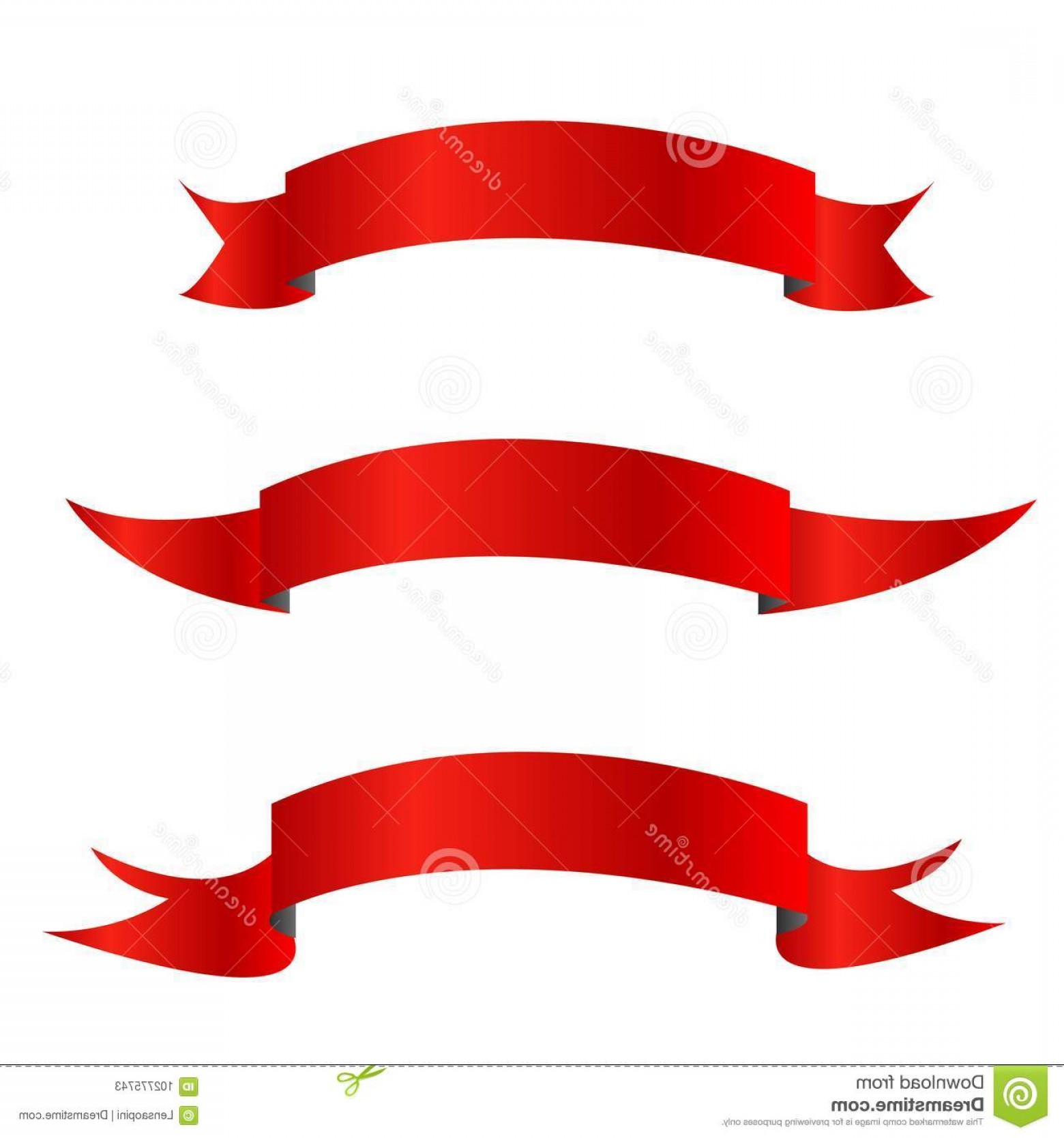 1560x1668 Collection Red Ribbons Horizontal Banners Flat Isolated Vector
