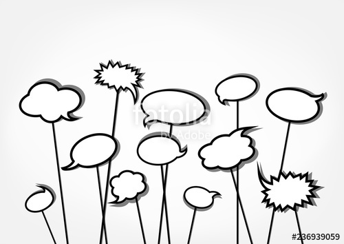 500x354 Bw Speech Bubbles On The Light Gray Background, Horizontal Vector