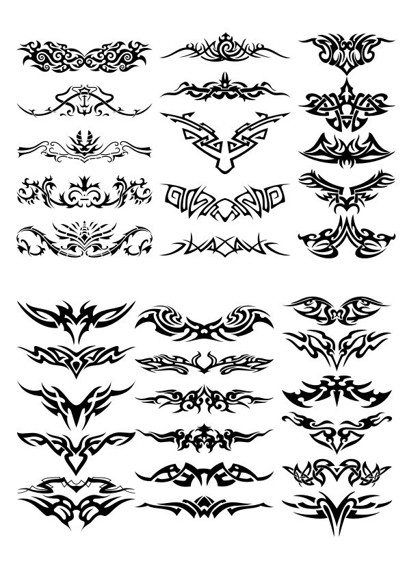 595x842 Creative Horizontal Tattoo Set Vector Free Vector Cdr Download