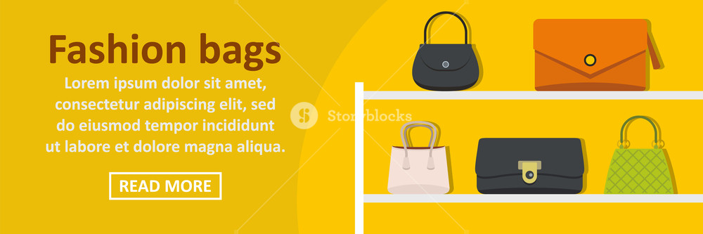 1000x333 Fashion Bags Banner Horizontal Concept Flat Illustration