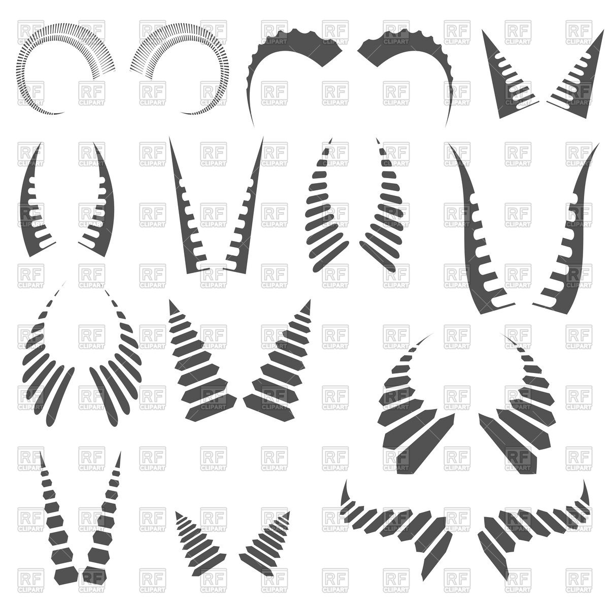 1200x1200 Grey Silhouettes Of Horns Vector Image Of Design Elements