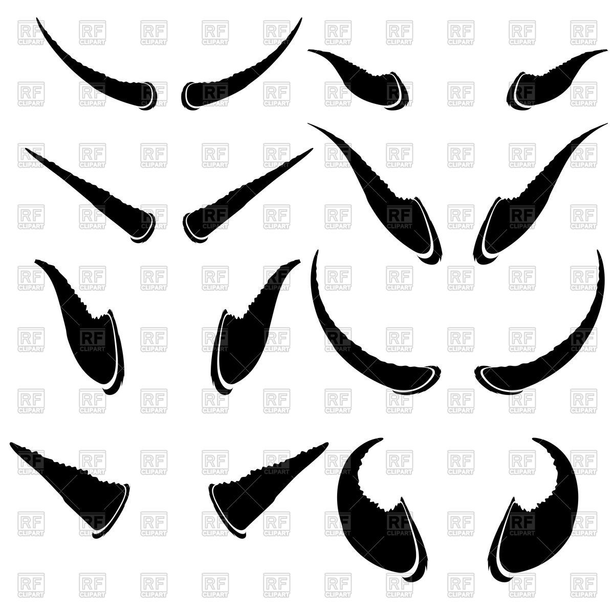 1200x1200 Set Of Animal Horns Isolated On A White Background Vector Image