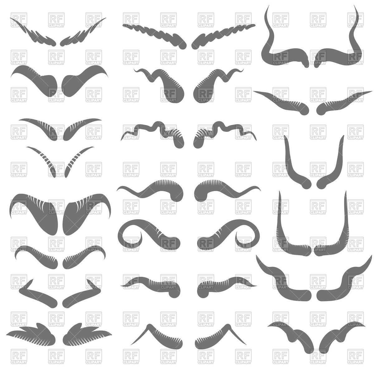 1200x1200 Set Of Horns On White Background Vector Image Of Design Elements