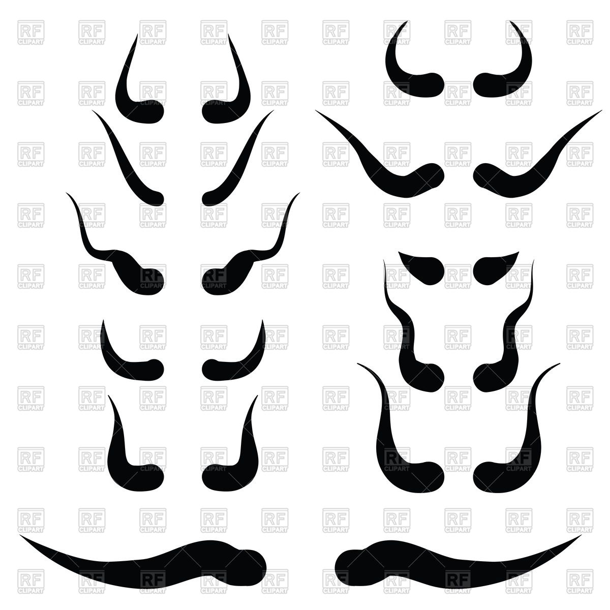 1200x1200 Set Of Horns Silhouettes Vector Image Of Design Elements