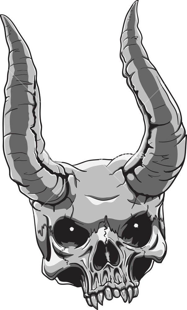 604x1000 Skull Vector Element With Horn Royalty Free Stock Image