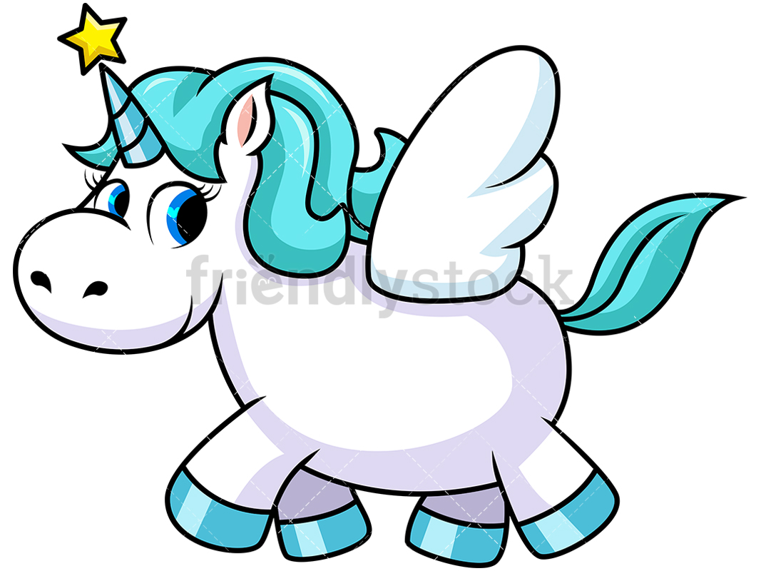 1067x800 Unicorn With Wings And Star On Horn Vector Cartoon Clipart