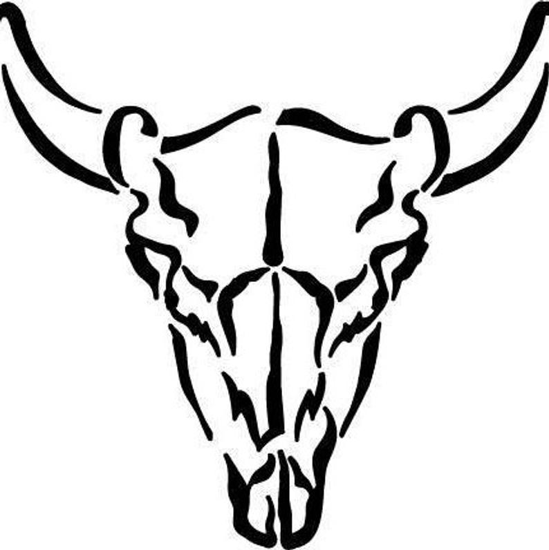 794x796 Bull Skull Cow Long Horn Vector Art Cutting Etsy