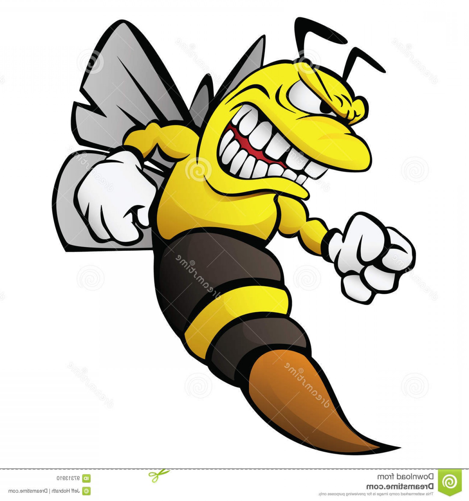 1560x1668 Stock Illustration Bee Cartoon Illustration Aggressive Funny Wasp
