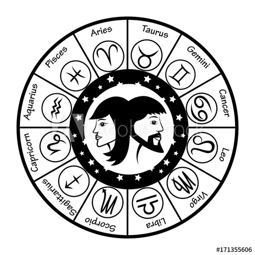 500x500 Love Horoscope Vector Illustration