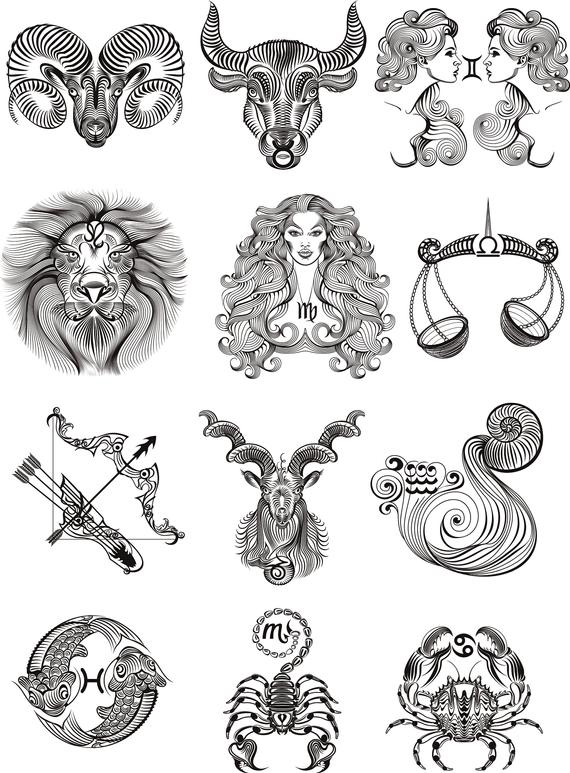 570x773 Zodiak Signs Clipart Horoscope Vector Image Cdr Png Etsy